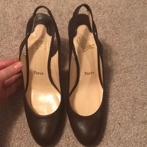 Christian Louboutin Slingback Leather Brown Heels